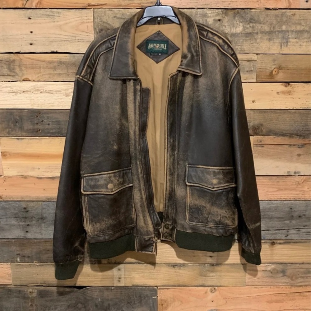 Vintage American Eagle Outfitters Leather Jacket L